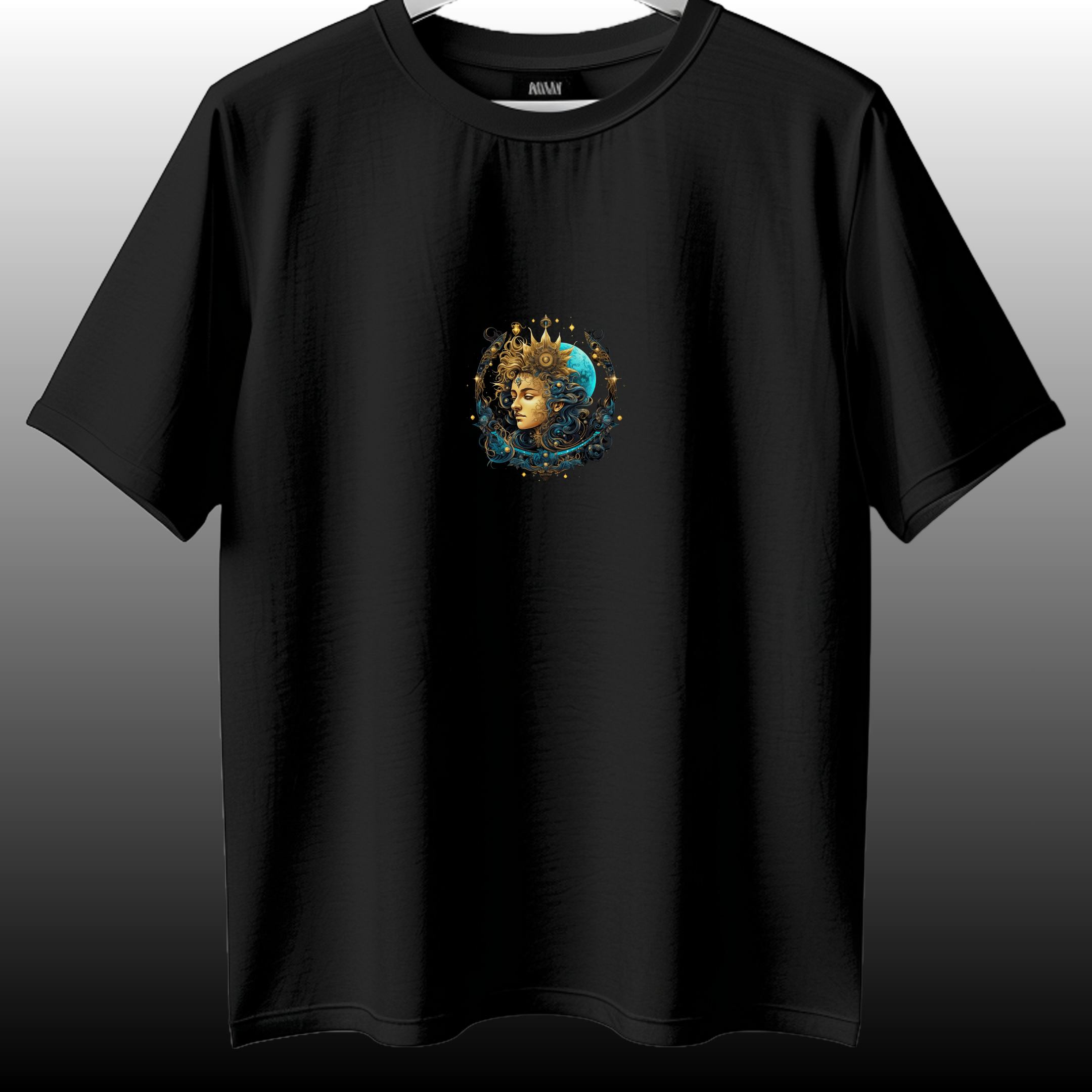 Celestial Goddess Minimal Black Oversized T-Shirt