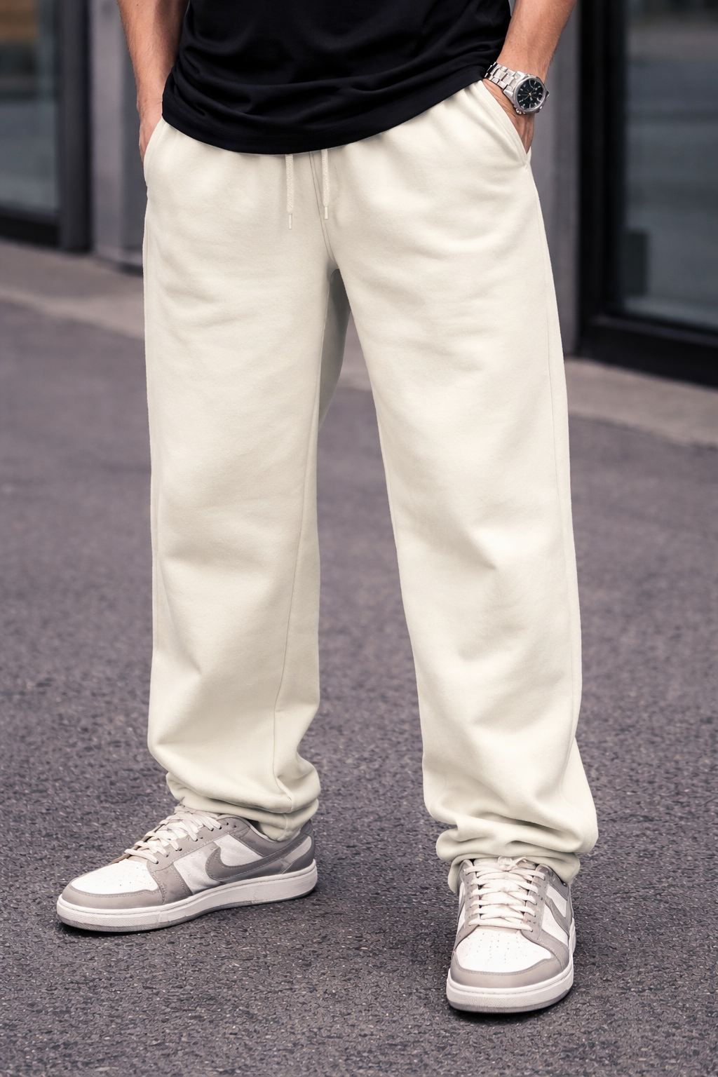 Premium Terry Cotton Relaxed Fit Lower – Off-White