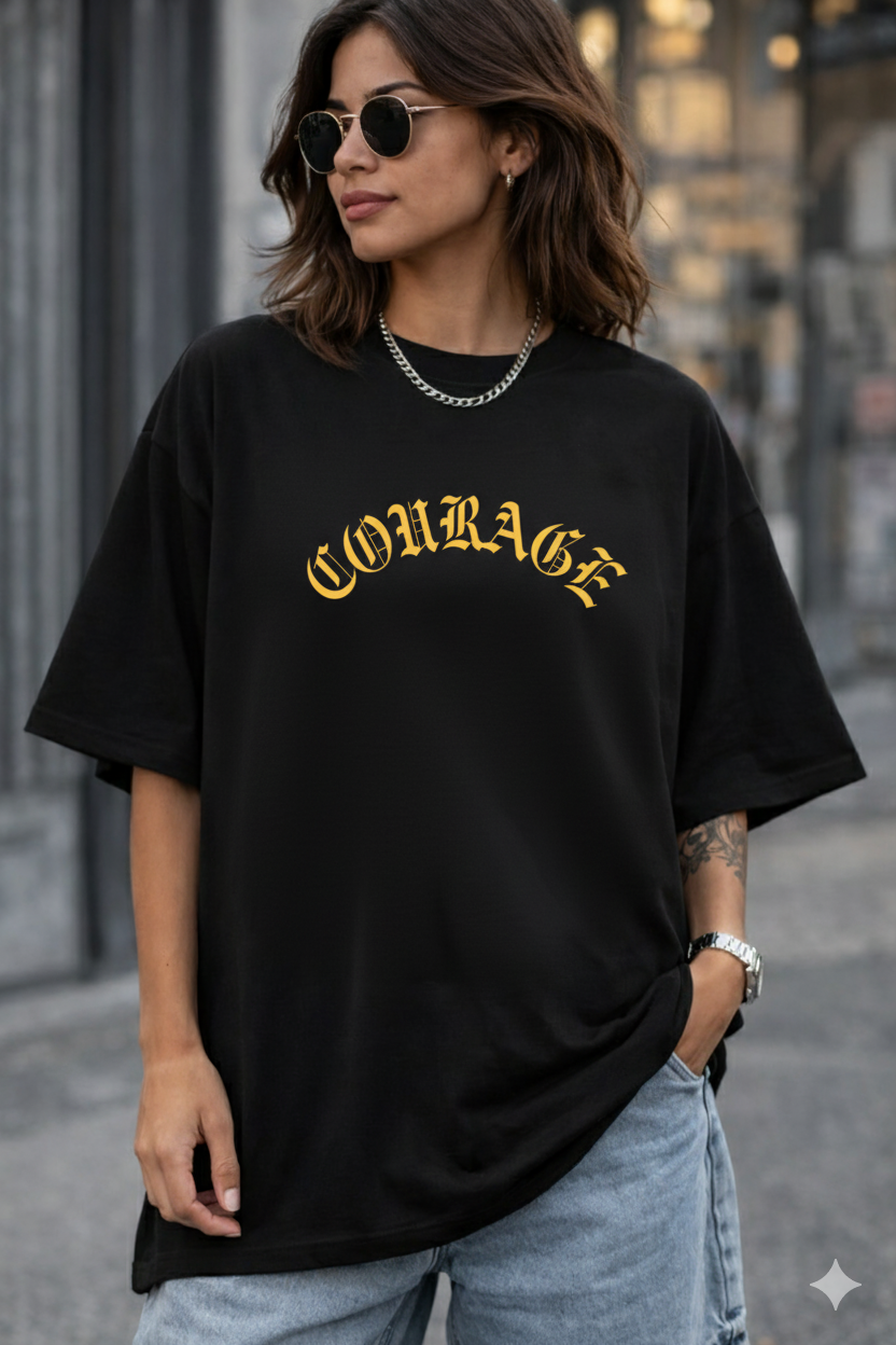 Courage Gothic Graphic T-Shirt – Bold Statement Streetwear