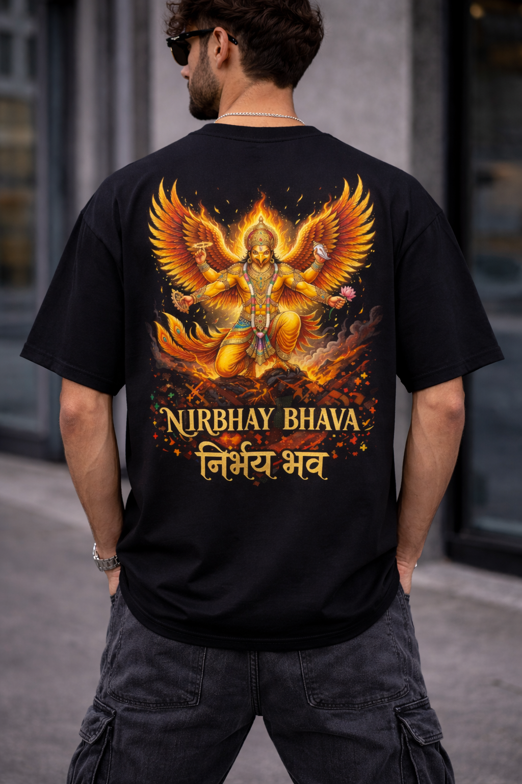 Nirbhay Bhava Back Print Oversized T-Shirt – Fearless Spirit Streetwear