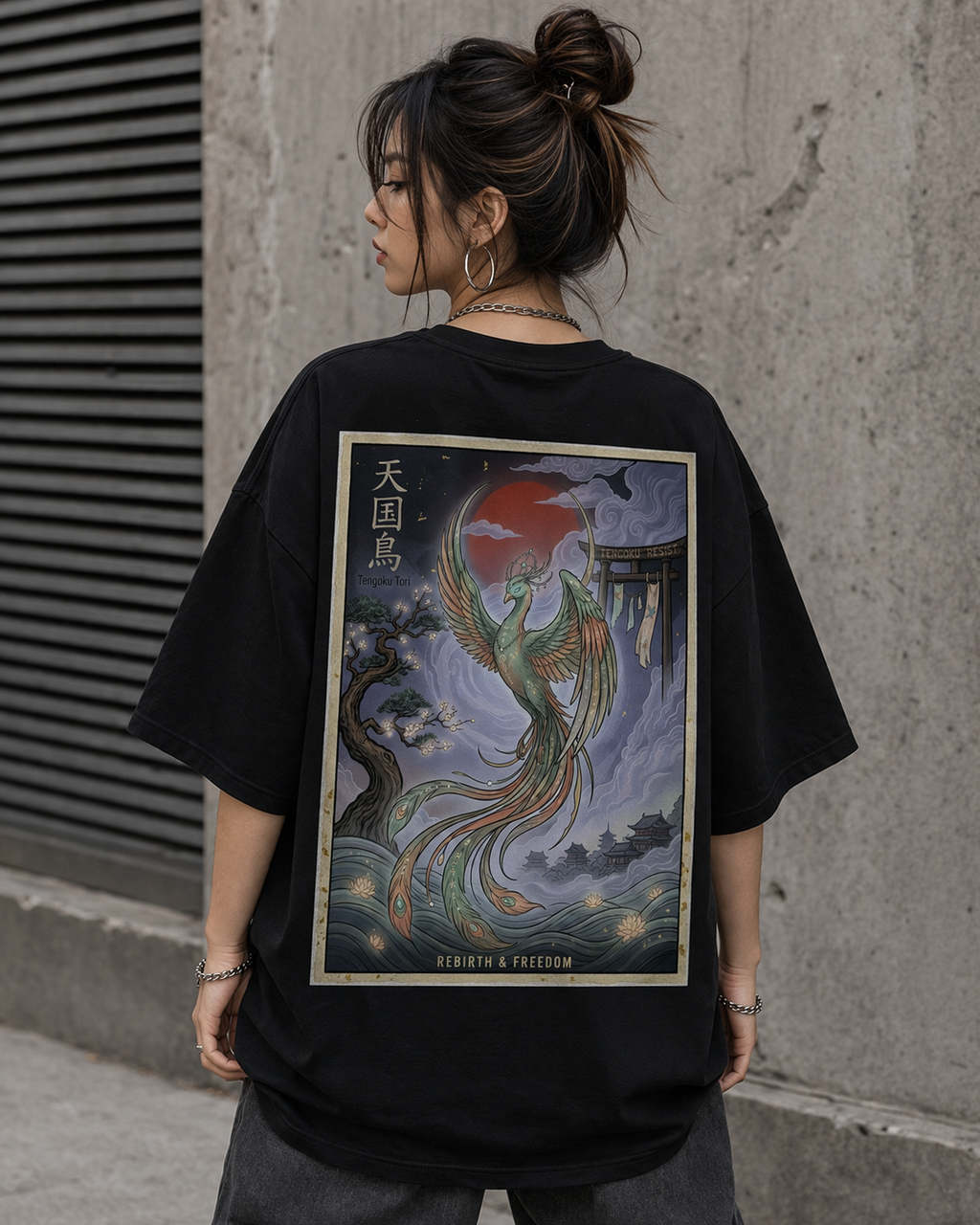 Tengoku Tori Oversized T-Shirt – Rebirth &amp; Freedom 🕊️🔥