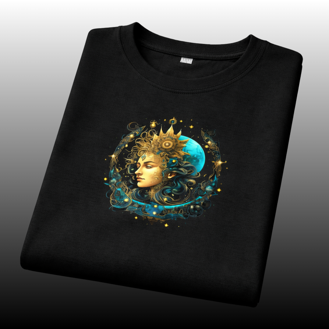 Celestial Goddess Minimal Black Oversized T-Shirt