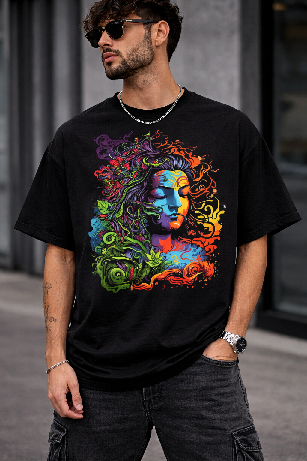 Cosmic Shiva Graphic Regular Fit T-Shirt – Divine Energy Streetwear